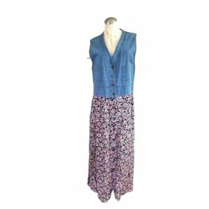 Vintage CAbi Carol Anderson Size S Dress Denim Floral